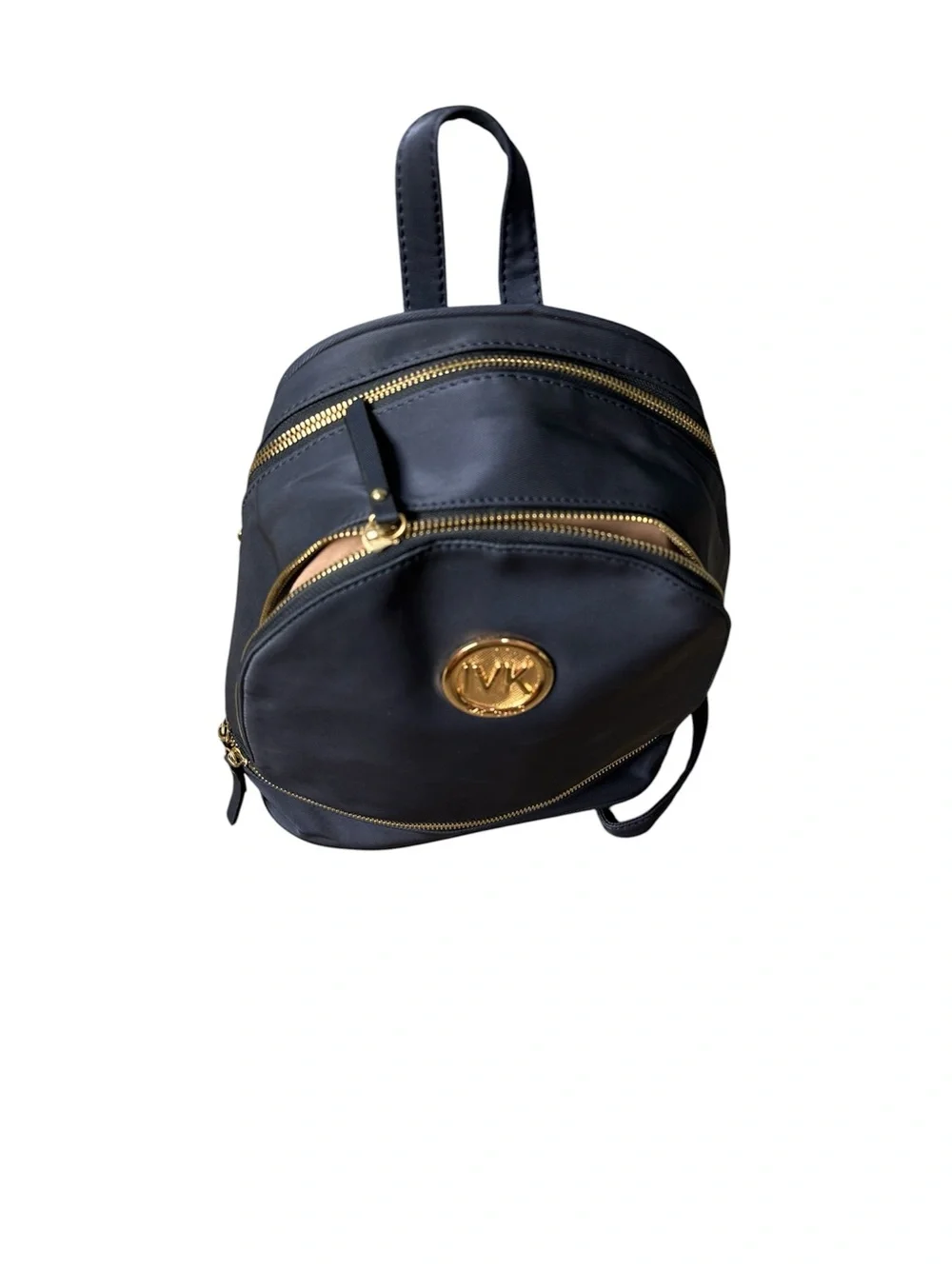 Unbranded Navy MK Logo Backpack with Gold-Tone Accents